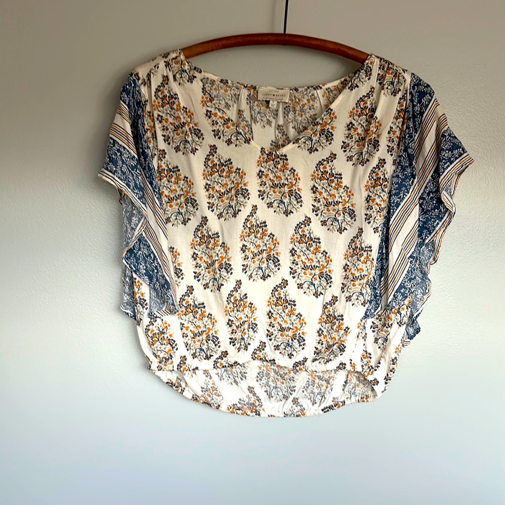 Lucky Brans ruffle serve tank top size Small